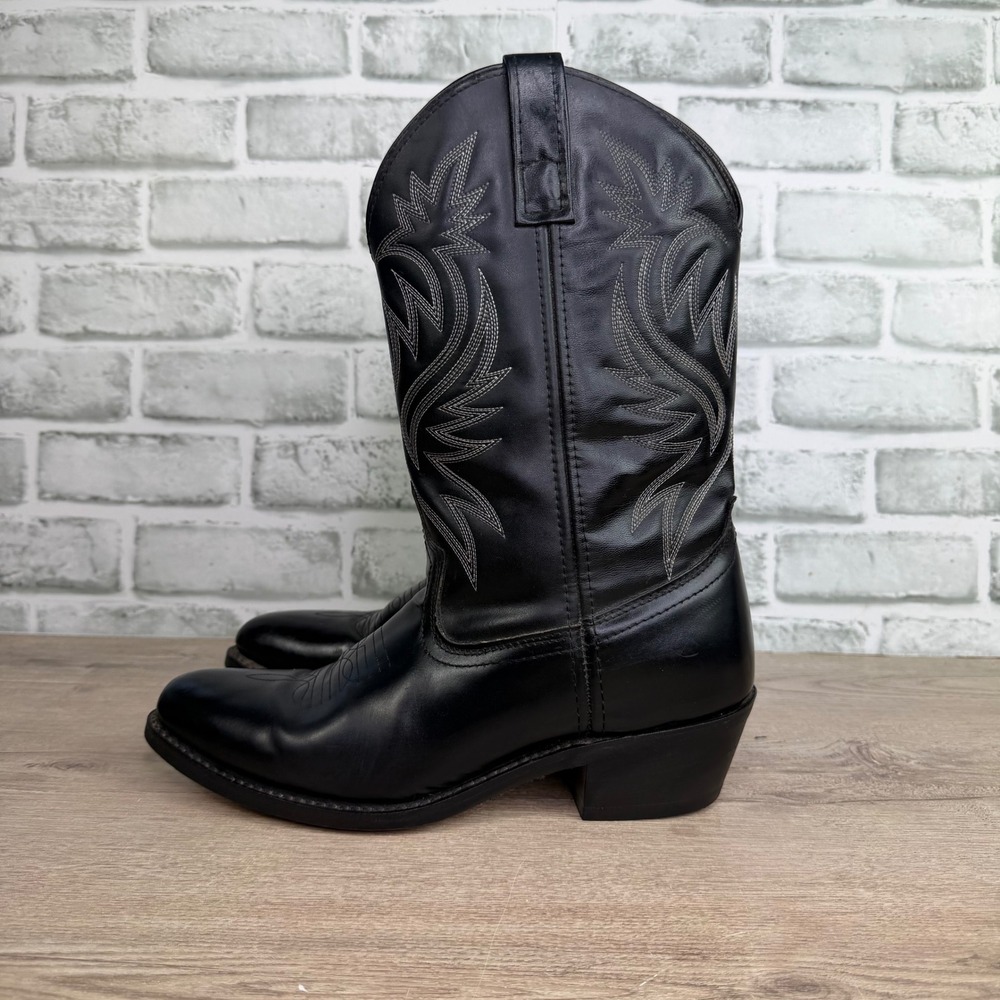 Laredo 4210 Black Leather Western Cowboy Boots 8.5 D